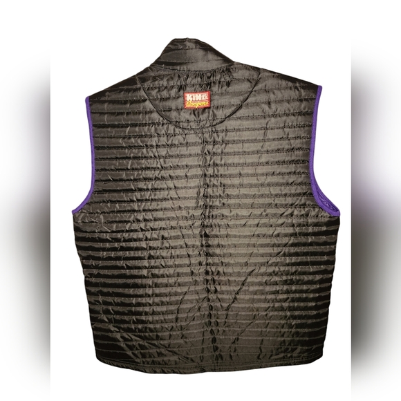Charcoal Quilted Vest with Stand-Up Collar and Purple Lining - Picture 2 of 4